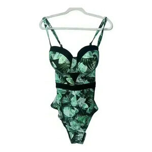 Torrid Vixen Green Palm One Piece Cut-out Swimsuit, Size 3 & 5